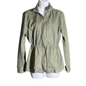 Women’s Utility Jacket – Olive Green Zip-Up – Size M